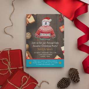 Christmas Holiday Alaskan Dog Ugly Sweater Party Invitation