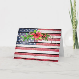 Christmas / Holiday American Wood Image Flag 6 Card