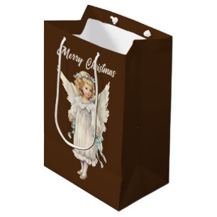 Christmas Holiday Angel add text watercolor Medium Gift Bag