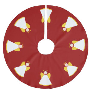 Christmas Holiday Angels Red Gold White Xmas Brushed Polyester Tree Skirt