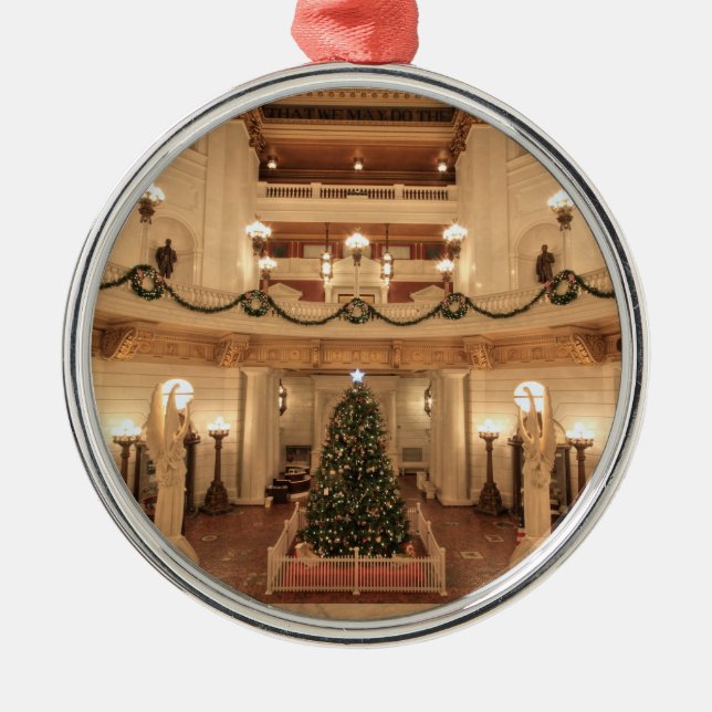 Christmas Holiday at Pennsylvania State Capitol Metal Ornament (Front)