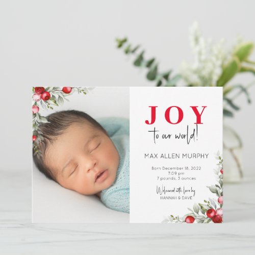 Christmas Holiday Baby Photo Birth Announcement