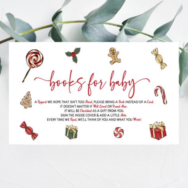 Christmas Holiday Baby Shower Books For Baby Enclosure Card (Creator Uploaded)