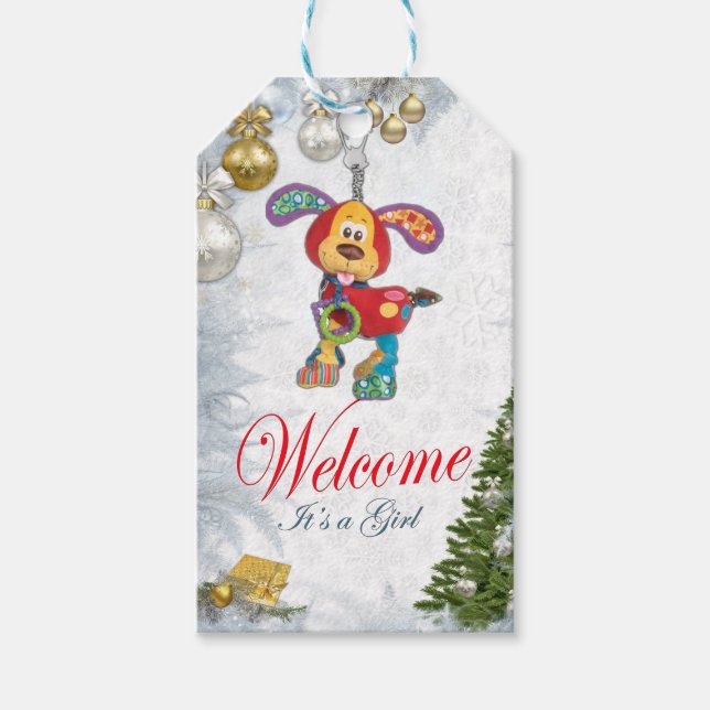 Christmas Holiday Baby Shower Gift Tags (Front)