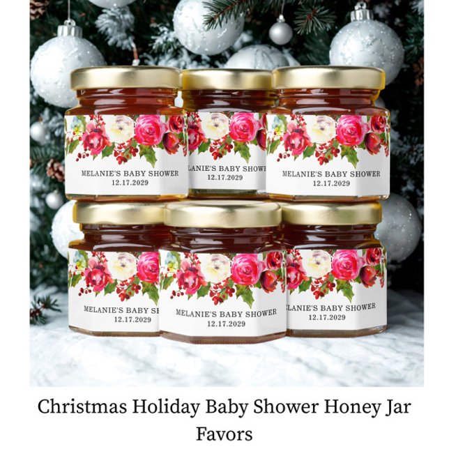 Christmas Holiday Baby Shower  Honey Jar Favors (Creator Uploaded)