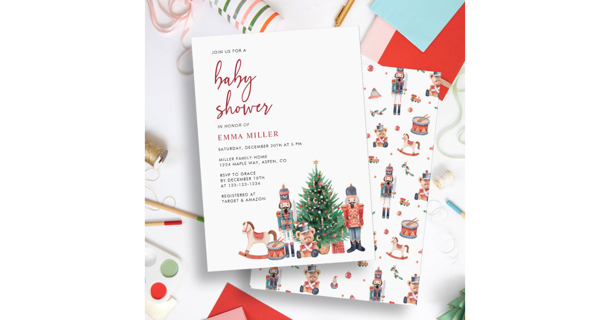 Christmas Holiday Baby Shower Invitation | Zazzle