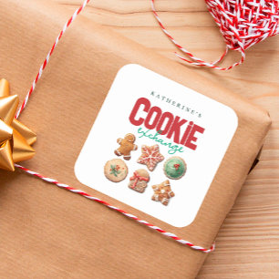 Christmas Holiday Baking Cookie Exchange Party Square Sticker