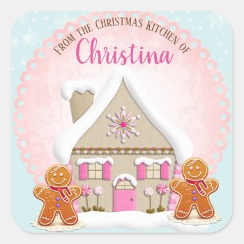 Christmas Holiday Baking Cookie Square Sticker by ThreeFoursDesign at Zazzle