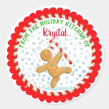 Christmas Holiday Baking Cooking Classic Round Sticker by ThreeFoursDesign at Zazzle