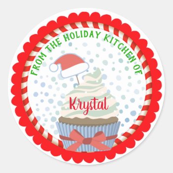 Christmas Holiday Baking Cooking Classic Round Sticker by ThreeFoursDesign at Zazzle