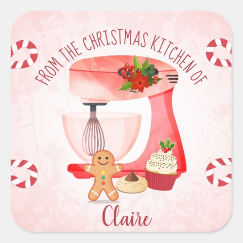 Christmas Holiday Baking Cooking Square Sticker