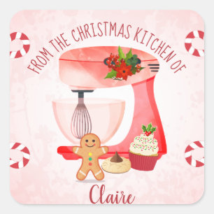Christmas Holiday Baking Cooking Square Sticker