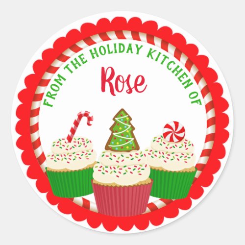 Christmas Holiday Baking Cupcake Classic Round Sticker