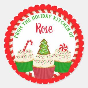 Christmas Holiday Baking Cupcake Classic Round Sticker