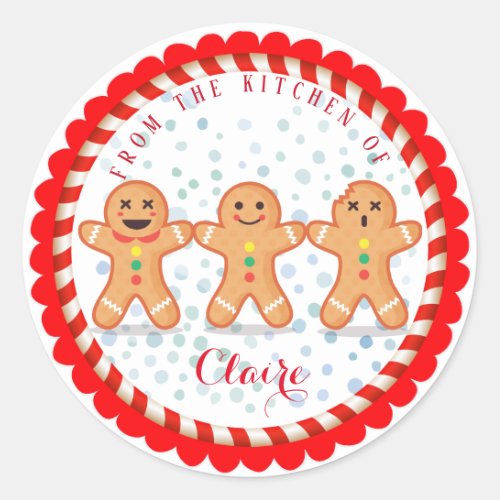 Christmas Holiday Baking Gingerbread men Classic Round Sticker