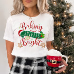 Christmas Holiday Baking Spirits Bright Festive T-Shirt<br><div class="desc">This festive holiday t-shirt features the phrase "Baking Spirits Bright" in Christmas red,  green and gold colors,  and is the perfect addition for your holiday baking.</div>
