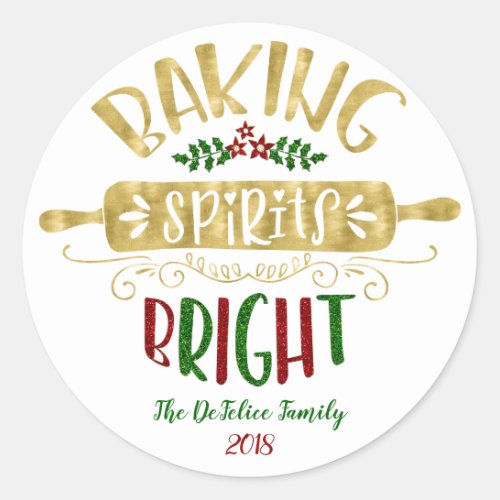 Christmas Holiday _ Baking Spirits Bright _ Multi Classic Round Sticker