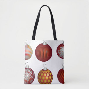 Christmas holiday ball decoration tote bag