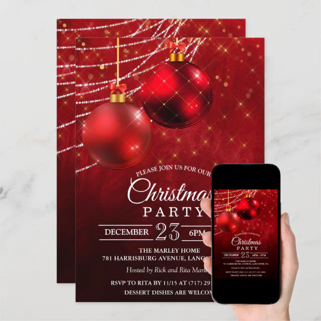 Christmas Holiday Bauble Invitation | Zazzle