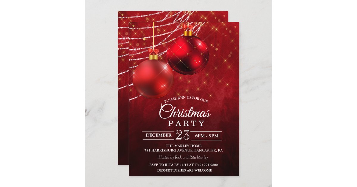 Christmas Holiday Bauble Invitation | Zazzle