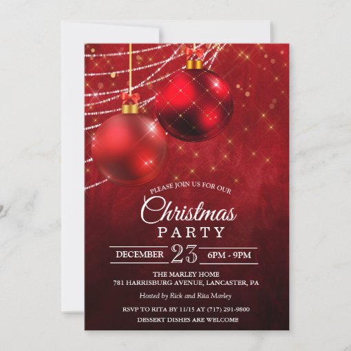 Christmas Holiday Bauble Invitation | Zazzle