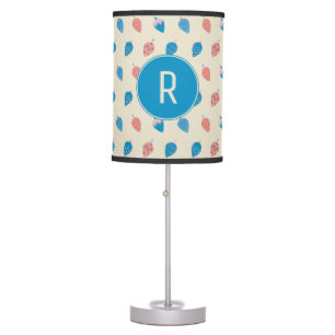Christmas Holiday Baubles Pattern Initial Monogram Table Lamp
