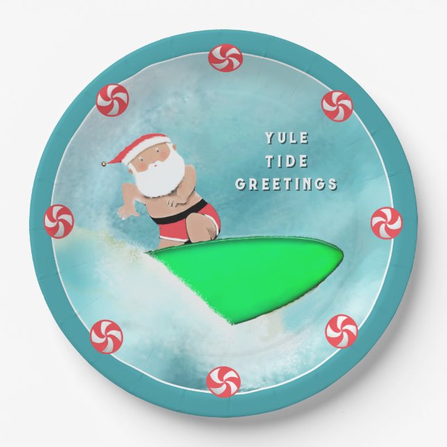 Christmas Holiday Beach Party Paper Plates (Front)