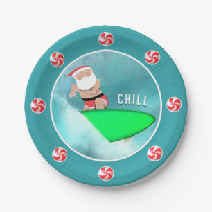 Christmas Holiday Beach Party Paper Plates