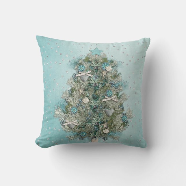 Christmas Holiday - Beautiful Xmas Tree Throw Pillow (Front)