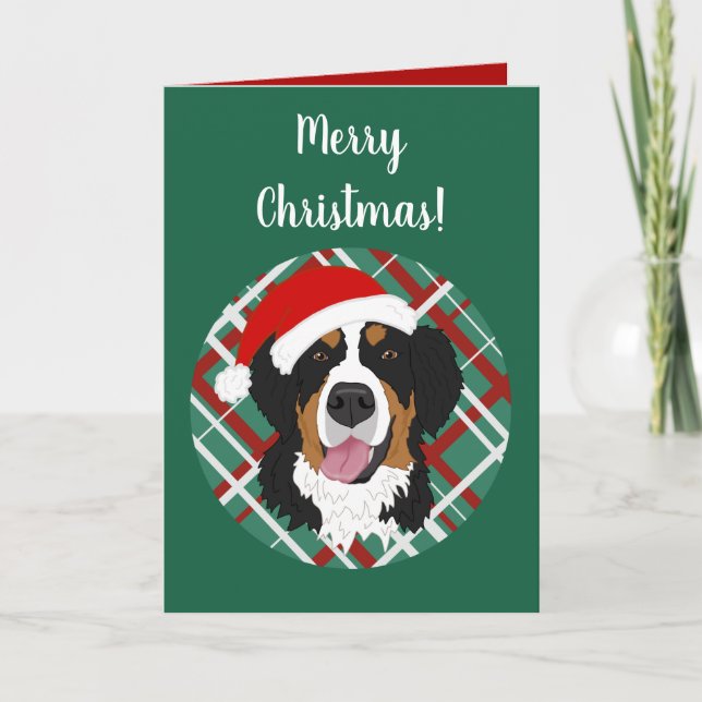 Christmas Holiday Bernese Mountain Dog Card (Front)