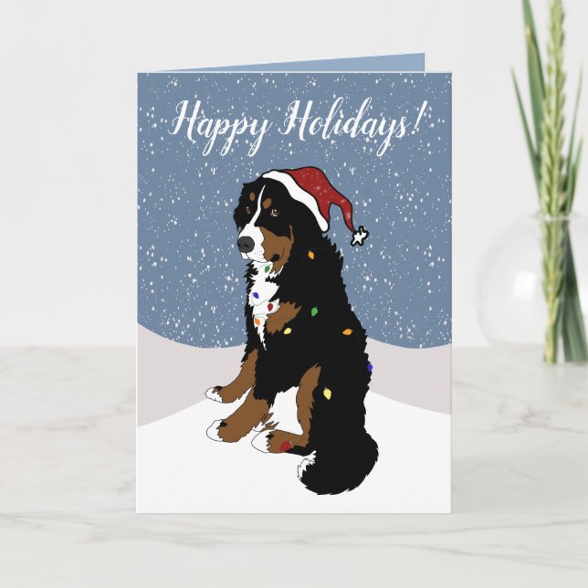 Christmas Holiday Bernese Mountain Dog  Card (Front)