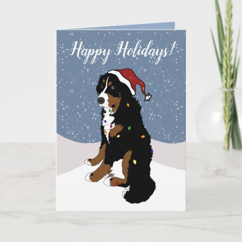 Christmas Holiday Bernese Mountain Dog  Card