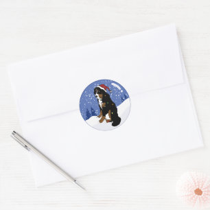 Christmas Holiday Bernese Mountain Dog Classic Round Sticker