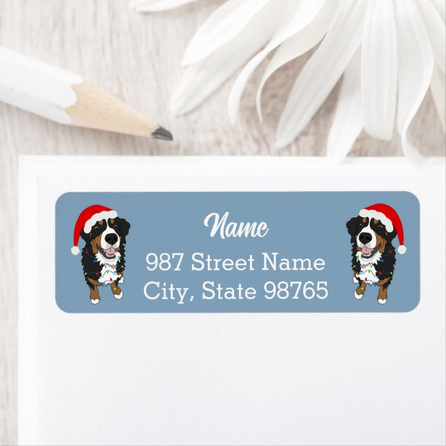 Christmas Holiday Bernese Mountain Dog Label (Insitu)