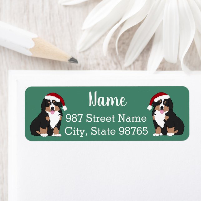 Christmas Holiday Bernese Mountain Dog  Label (Insitu)
