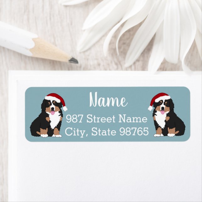 Christmas Holiday Bernese Mountain Dog  Label (Insitu)