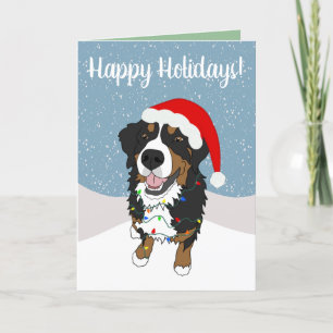 Christmas Holiday Bernese Mountain Dog  Letterpress Thank You Card