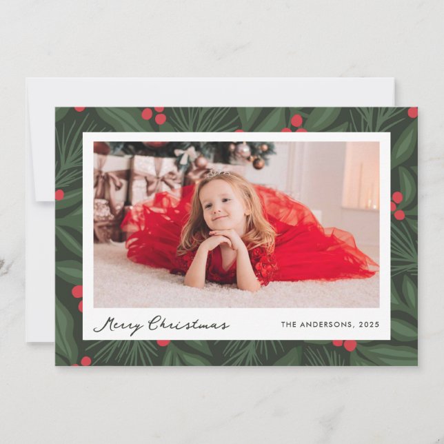 Christmas Holiday Berries Photo Card (Front)