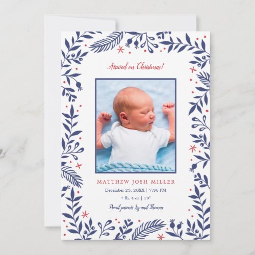 Christmas Holiday Birth Announcement