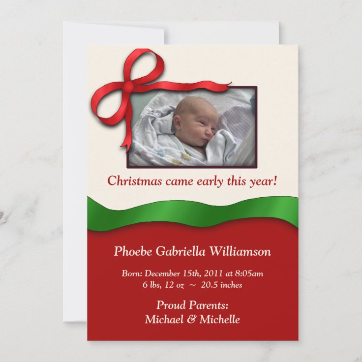 Christmas Holiday Birth Announcements Zazzle