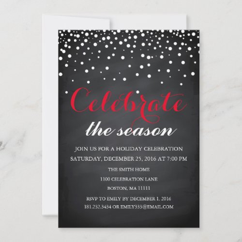 Christmas Holiday Black Chalkboard Family Party Invitation