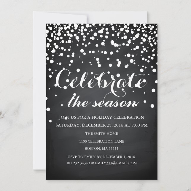 Christmas Holiday Black Chalkboard Family Party Invitation (Front)