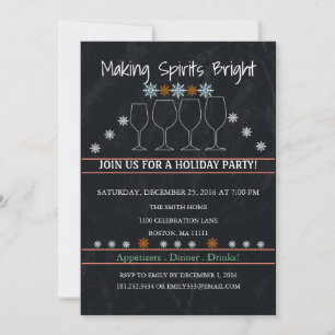Christmas Holiday Black Chalkboard Snowflake Party Invitation