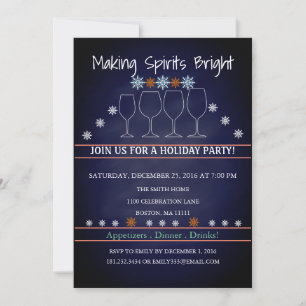 Christmas Holiday Black Chalkboard Snowflake Party Invitation