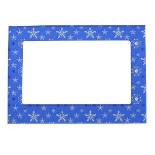 christmas holiday blue pattern magnetic picture frame