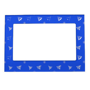 christmas holiday blue pattern magnetic picture frame