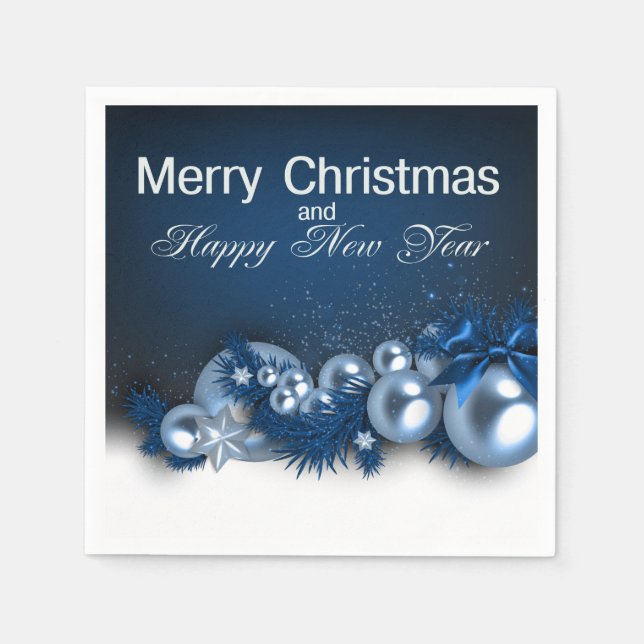 Christmas Holiday Blue Pearl 1 Design Paper Napkins (Front)