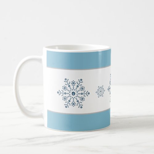 Christmas Holiday Blue Stripe Snowflake Mug