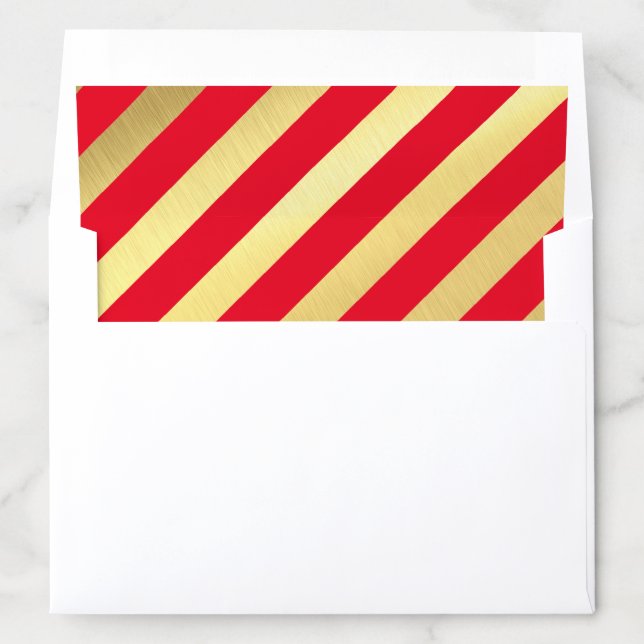 CHRISTMAS HOLIDAY bold modern stripe gold red Envelope Liner (In Envelope)