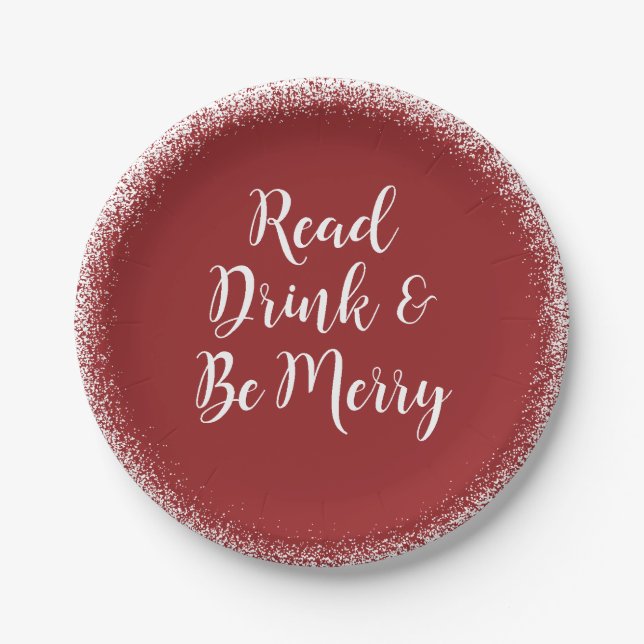 Christmas Holiday Book Group Elegant Cheer Paper Plates (Front)